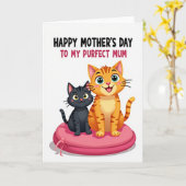 Moederdagkaart met zoete katten kaart (Gele Bloem)