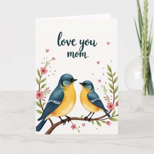 Moederdagkaart met zoete vogels kaart (Voorkant)