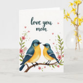 Moederdagkaart met zoete vogels kaart (Gele Bloem)