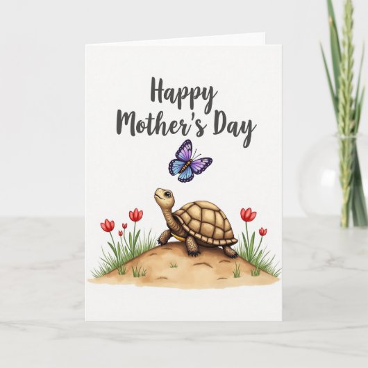 Moederdagkaart Schildpad Bloemen Kaart (Voorkant)