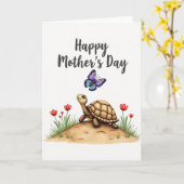 Moederdagkaart Schildpad Bloemen Kaart (Gele Bloem)
