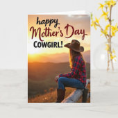 Moederdagkaart Sunset Cowgirl Kaart (Gele Bloem)