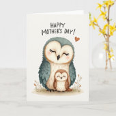 Moederdagkaart Teal Owl Kaart (Gele Bloem)