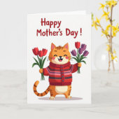 Moederdagkaart Tulip Feline Kaart (Gele Bloem)