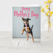 Moederdagkaart van Leaping Dog Kaart (Gele Bloem)