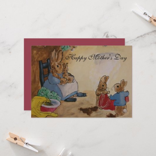 Moederdagkaart van Peter Rabbit Kaart (Voorkant / Achterkant in situ)