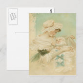 Moederdagkaart van victoriaanse moeder die kind va briefkaart (Voorkant / Achterkant)