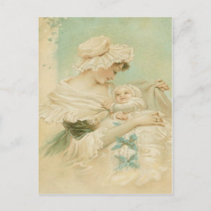 Moederdagkaart van victoriaanse moeder die kind va briefkaart