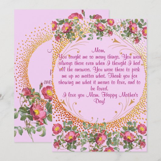 Moederdagkaart Vintage Bloemen Feestdagenkaart (Voorkant / Achterkant)