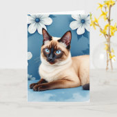 Moederdagkaart voor katten met blauwe ogen kaart (Gele Bloem)