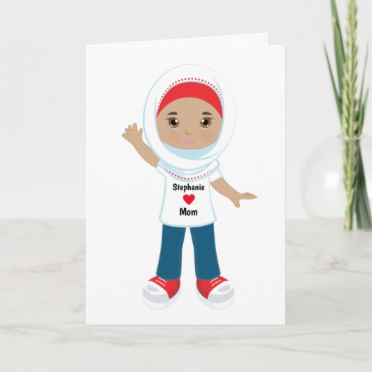 Moederdagkaart voor moslima meisjes kaart (Voorkant)