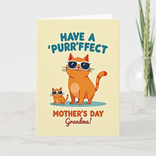 Moederdagkaart voor oma kat kaart (Voorkant)