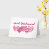 Moederdagkaart voor stiefmoeder met roze harten kaart (Gele Bloem)