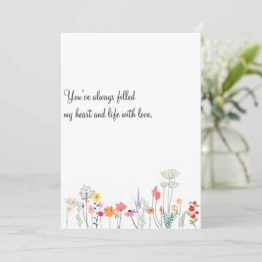 Moederdagkaart voor wilde waterverven met botanisc feestdagenkaart (Staand voorkant)