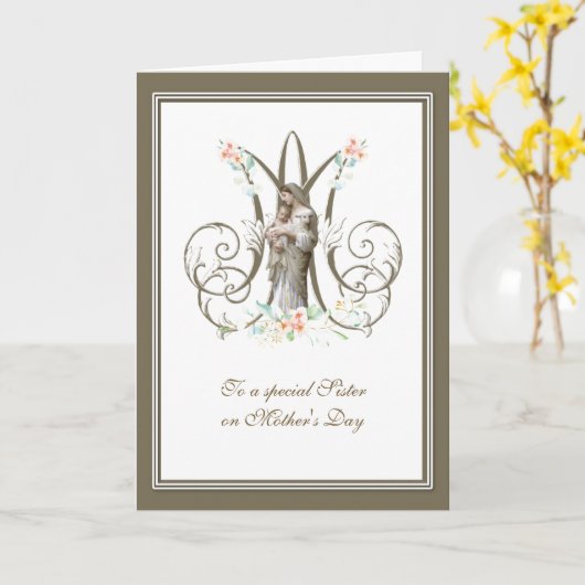 Moederdagkaart voor zuster religieuze kaart (Gele Bloem)