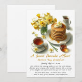 Moederdagontbijt – pannenkoeken en narcissen kaart (Voorkant / Achterkant)