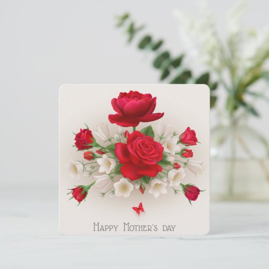 Moederdagrozen Feestdagenkaart (Staand voorkant)