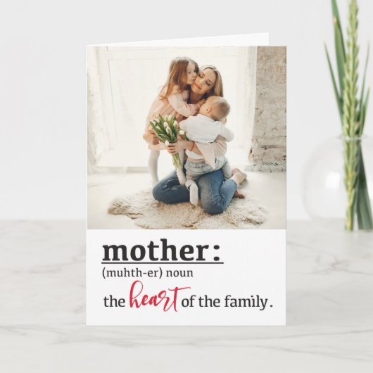 Moederdefinitie hart van de gezinsgroet kaart (Voorkant)