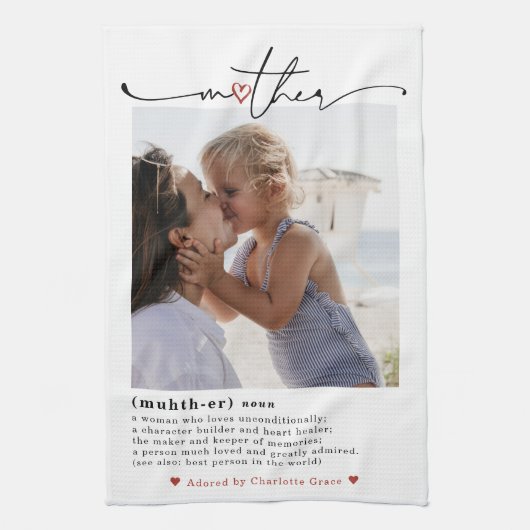 Moederdefinitie | Moderne minimale fototheekdoek Theedoek (Verticaal)