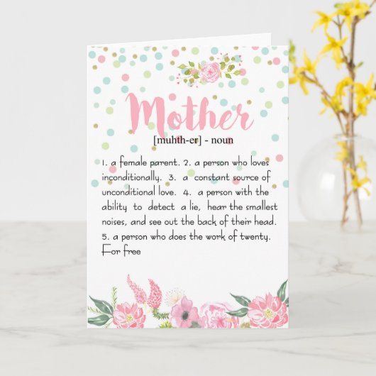 Moederdefinitiekaart- Moederdag cadeau- M02 Kaart (Gele Bloem)