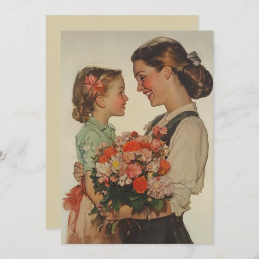 Moederdochter deelt speciale momentbloemen kaart (Voorkant / Achterkant)