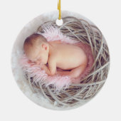 Moederdochter eerste kerstfoto-olifant keramisch ornament (Achterkant)