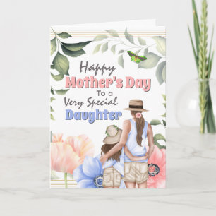 Moederdochter illustratie anemonbloemen kaart