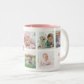 Moederfamilie Foto Collage Modern Typografie Tweekleurige Koffiemok (Voorkant rechts)