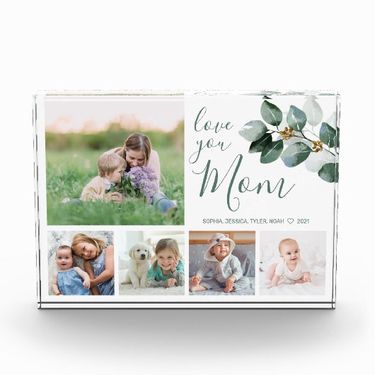 Moederfamilie Foto Collage Waterverf Eucalyptus (Voorkant)