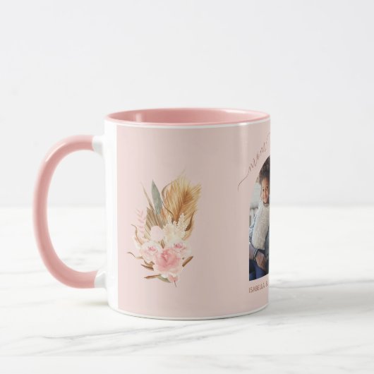 Moederfoto pampas gras roos goudroze moeder mok (Links)