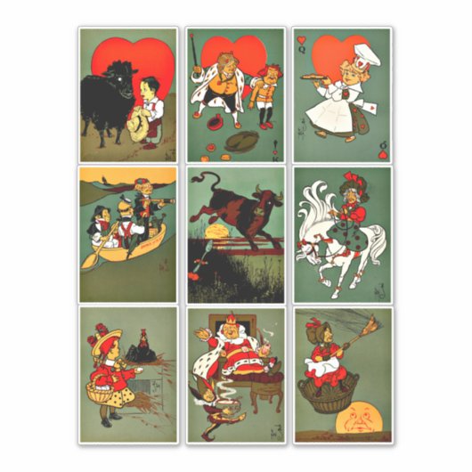 moedergans kinderrijmpjes kunstcollage sticker (Voorkant)