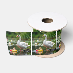 Moedergans met Baby Gosling Satijnen Lint