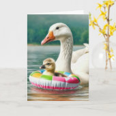 Moedergans met Gosling Kaart (Gele Bloem)