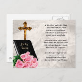 Moedergedicht - Bijbel en Rozen Briefkaart (Voorkant / Achterkant)