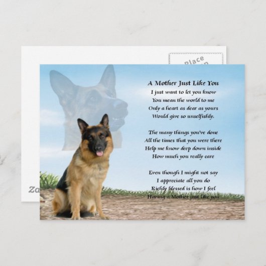 Moedergedicht - Duitse herderhond Briefkaart (Voorkant / Achterkant)
