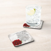 Moedergedicht - Ontwerp rode rozen Bier Onderzetter (Rechterzijde)