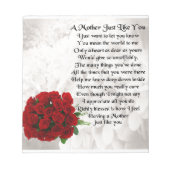 Moedergedicht - Ontwerp rode rozen Notitieblok (Voorkant)