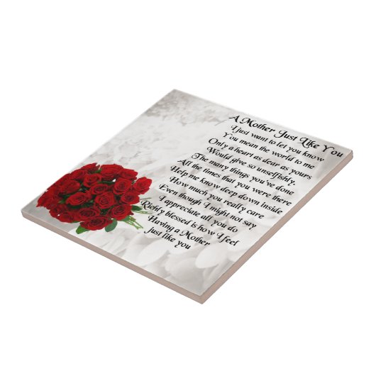 Moedergedicht - Ontwerp rode rozen Tegeltje (Zijkant)