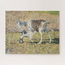 Moedergeit met haar jonge geit (naar Segantini)