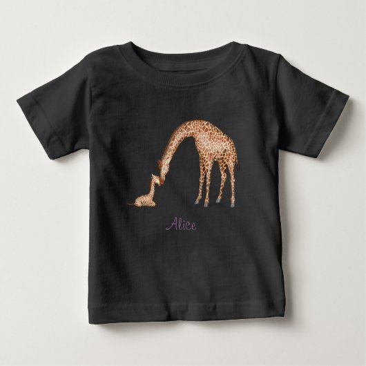 Moedergiraf en kalf baby-T-shirt (kleur) (Voorkant)