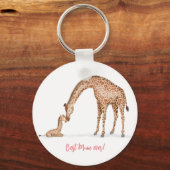 Moedergiraf en kalf 'Best mum ever' sleutelring Sleutelhanger (Voorkant)