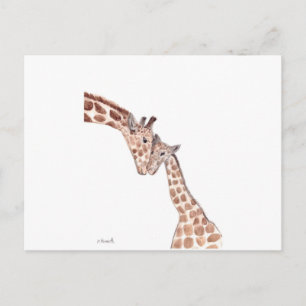 Moedergiraf met baby briefkaart