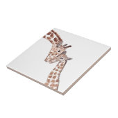 Moedergiraf met baby waterverven schattig tegeltje (Zijkant)