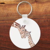 Moedergiraf met een schattige baby Safari-wilde di Sleutelhanger (Voorkant)