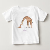Moedergiraffe en kalf baby T-shirt (wit) (Voorkant)