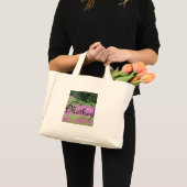 Moederhart op roze wildbloemen canvas tas (Voorkant (product))