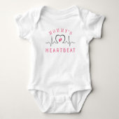 Moederhartslag Hartmonitor Roze Baby Shower Romper (Voorkant)