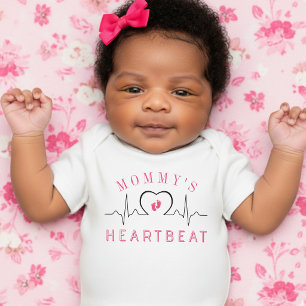 Moederhartslag Hartmonitor Roze Baby Shower Romper