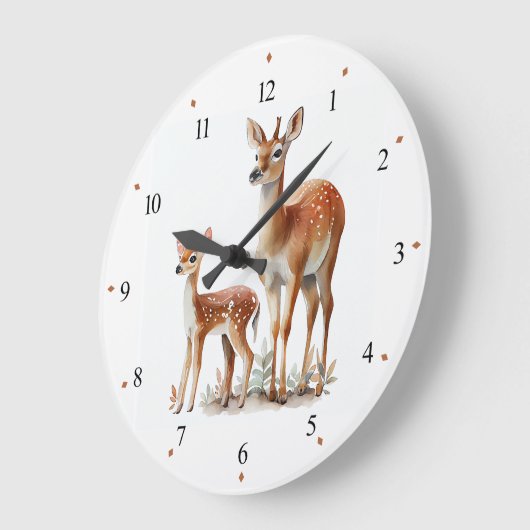 Moederhert en reekalf kinderkamer klok (Hoek)