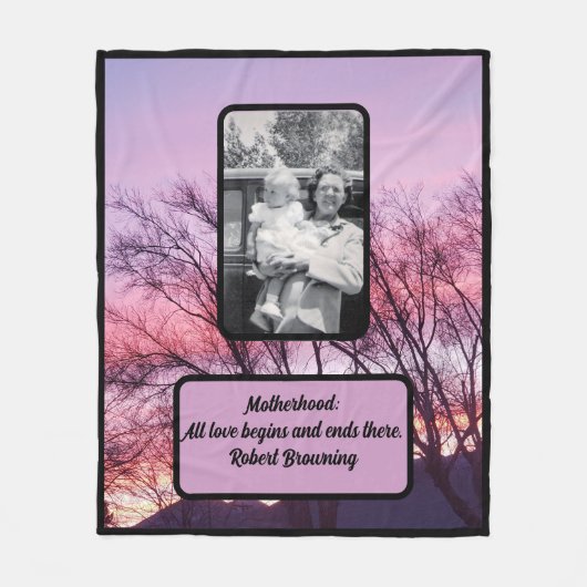 Moederkaatsnotering | Moeder en kind | Roze zonneb Fleece Deken (Voorkant)